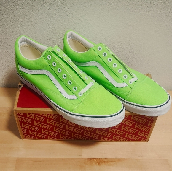 New VANS Mens 13 Neon Green Gecko Old Skool Skater Lace Up NIB - Picture 2 of 9